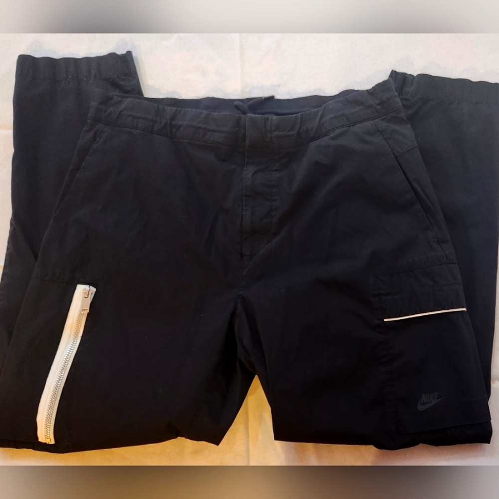 Nike Black Men's Sweatpants Joggers with White Zipper Detail